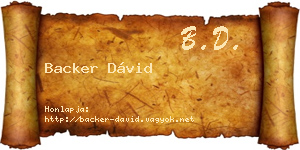 Backer Dávid névjegykártya